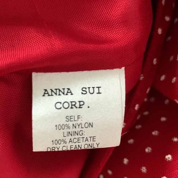 NWT Anna Sui Polka Dot red dress spaghetti strap size 8 medium small 6 - Picture 13 of 14